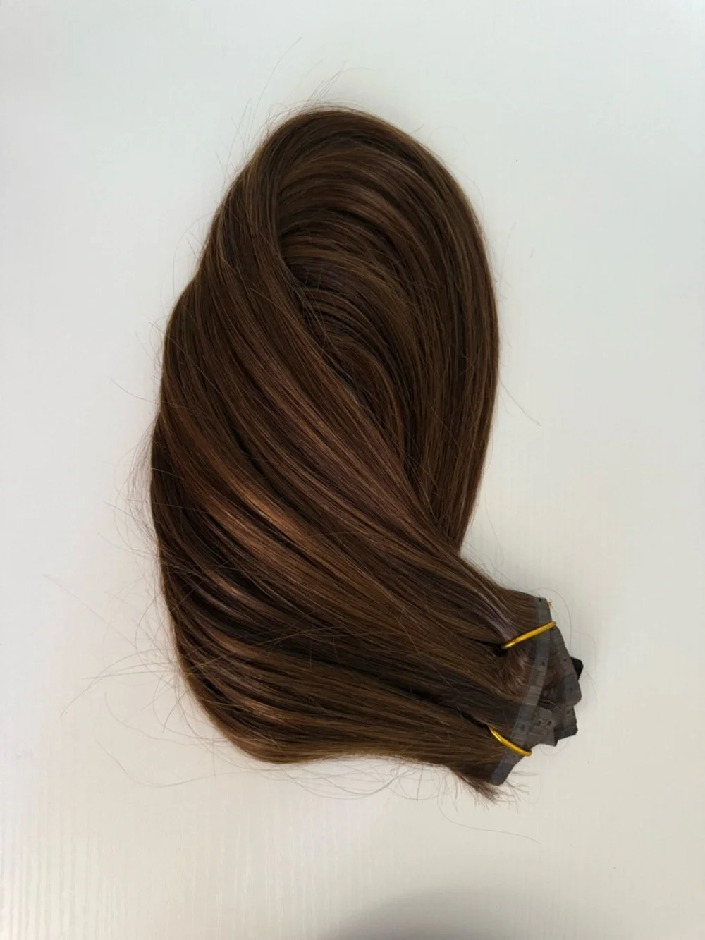 20” Clip-in Human Hair Extensions Spiral Brown Sugar Highlights 7 pcs